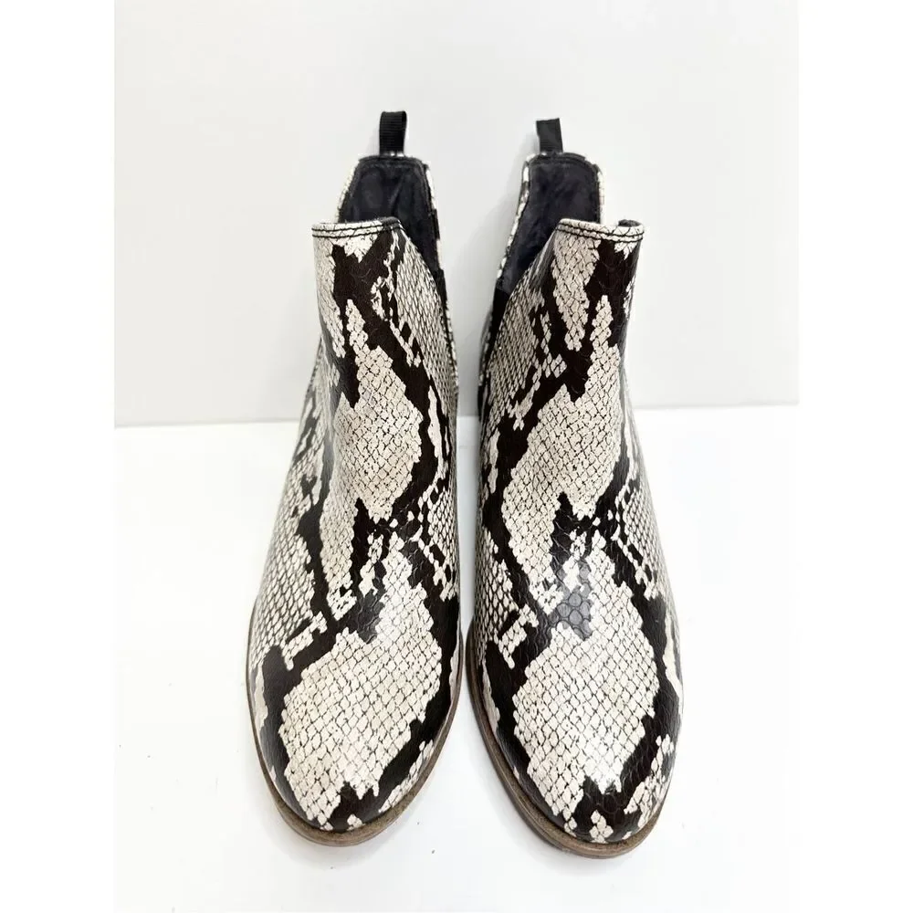 Dr. Scholl’s Boots Womens Sz 6 Teammate Snakeskin Print‎ Block Heel Round Toe